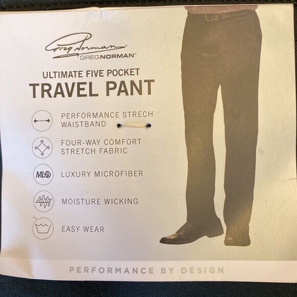 NWT Greg Norman 4-Way Stretch Moisture Wicking Travel Pant Black Size: 40x32
